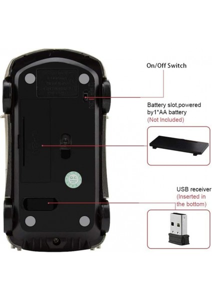 2.4 Ghz Kablosuz Araç Şekilli Fare 3D Optik Oyun Faresi Pc Dizüstü Bilgisayar Için USB Mini Alıcı (Gri) (Yurt Dışından) fırsatları