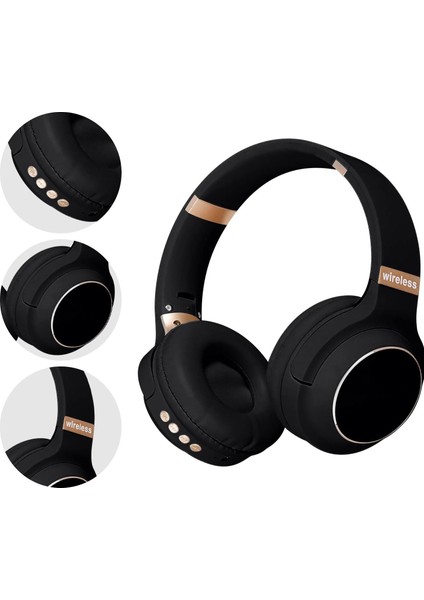 Kulak Üstü Bluetooth Kulaklık, Kablosuz ve Kablolu Katlanabilir Kulaklık Dahili Mikrofon, Fm, Micro Sd Kart Yuvası, Seyahat/ofis/cepfon Için Mikrofonlu Hifi Stereo Kulaklık (Yurt Dışından)