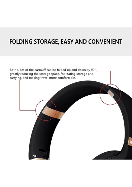 Kulak Üstü Bluetooth Kulaklık, Kablosuz ve Kablolu Katlanabilir Kulaklık Dahili Mikrofon, Fm, Micro Sd Kart Yuvası, Seyahat/ofis/cepfon Için Mikrofonlu Hifi Stereo Kulaklık (Yurt Dışından)