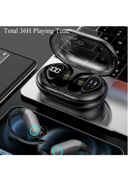 Açık Kulak Kablosuz Kulaklıklar Bluetooth Kulaklıklar Kablosuz Kulaklıklar Bluetooth Kulaklıklar Kablosuz Kulaklıklar Bluetooth Kulaklıklar (G37-SIYAH) (Yurt Dışından)