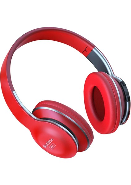 Kablosuz Bluetooth 5.0 Mikrofonlu Kulaklık, Hifi Derin Bas Gürültü Engelleme Ev Ofis Egzersizleri Için Yumuşak Hafif Katlanabilir Kulak Üstü Kulaklıklar Dış Mekan (Kırmızı) (Yurt Dışından)