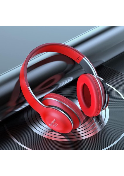 Kablosuz Bluetooth 5.0 Mikrofonlu Kulaklık, Hifi Derin Bas Gürültü Engelleme Ev Ofis Egzersizleri Için Yumuşak Hafif Katlanabilir Kulak Üstü Kulaklıklar Dış Mekan (Kırmızı) (Yurt Dışından) modelleri