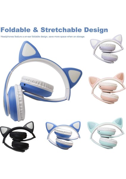Kablosuz Oyun Kulaklığı, Rgb LED Işıklı Kedi Kulak Kulaklık, Kulak Içi Kulaklık Üzerinden Gürültü Engelleme, Pc/mobil Için Katlanabilir Bluetooth 5.0 Oyun Kulaklığı(Siyah) (Yurt Dışından) fiyatları