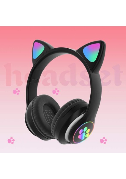 Kablosuz Oyun Kulaklığı, Rgb LED Işıklı Kedi Kulak Kulaklık, Kulak Içi Kulaklık Üzerinden Gürültü Engelleme, Pc/mobil Için Katlanabilir Bluetooth 5.0 Oyun Kulaklığı(Siyah) (Yurt Dışından) modelleri