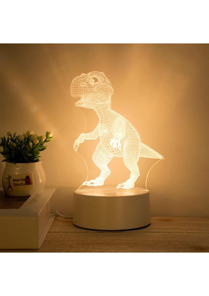 Renkli Karikatür 3D Gece Işığı Tatil Hediyesi USB Bir Dinozor (Yurt Dışından)