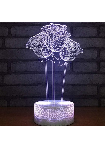 Soyutlayıcı 3D Çiçek Optik Illüzyon Gece Lambası (Yurt Dışından)