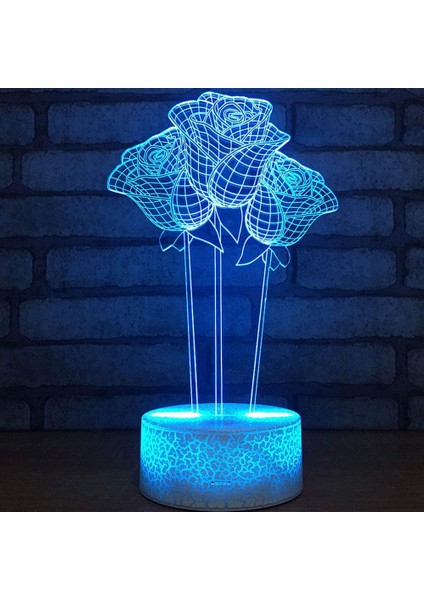 Soyutlayıcı 3D Çiçek Optik Illüzyon Gece Lambası (Yurt Dışından)