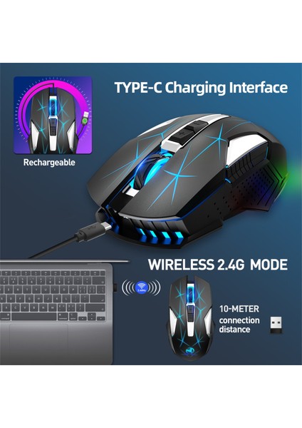 Şarj Edilebilir Kablosuz Fare Bilgisayar Faresi Gamer 2.4g 400 Dpı Ergonomik Ayarlanabilir Ofis Ev Pc Fareler Dizüstü Pc Oyun Faresi (Yurt Dışından) fiyatları