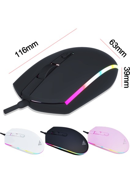 Kablolu Sessiz Fare Oyun 2400 Dpı Ofis Faresi Rgb Solunum Işığı ile Pc Dizüstü Dizüstü Bilgisayar Oyunu (Yurt Dışından)