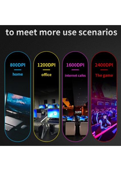 Kablolu Sessiz Fare Oyun 2400 Dpı Ofis Faresi Rgb Solunum Işığı ile Pc Dizüstü Dizüstü Bilgisayar Oyunu (Yurt Dışından)