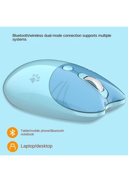 Jomaa Fare Bluetooth + 2.4g Kablosuz Fare USB Alıcılı Sevimli Sessiz Bilgisayar Faresi 3 Ayarlanabilir Dpı Taşınabilir Cep (Yurt Dışından)