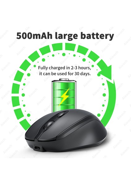 Aieach Şarj Edilebilir Kablosuz Bluetooth Fare Sessiz Kablosuz Bilgisayar Fare USB Ergonomik Gamer Bilgisayar Faresi Dizüstü Macbook (Yurt Dışından)