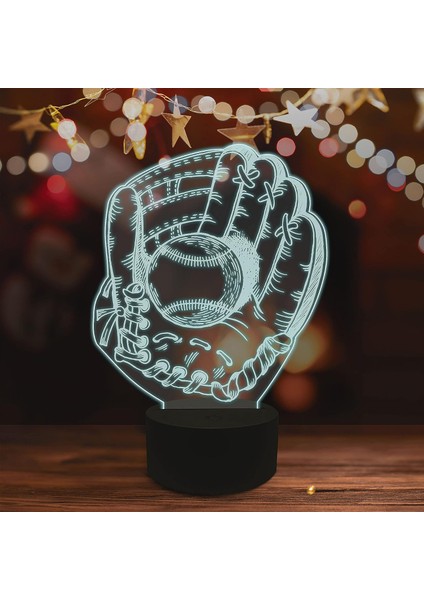 , Müzik 3D LED Masa Lambası, Caz Trompet I 8 "x 10" Siyah Taban Beyzbol Eldivenli Topları Yakalamak Oyuncu (Yurt Dışından)
