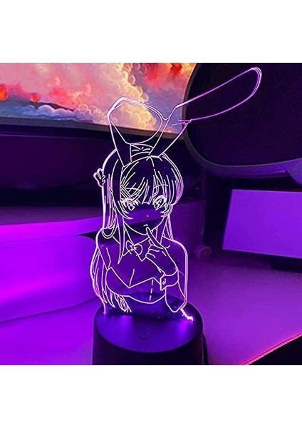 3D Anime Gece Lambası Yanılsama LED Nightlights Bunn (Yurt Dışından)