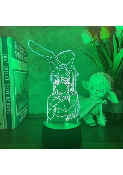 3D Anime Gece Lambası Yanılsama LED Nightlights Bunn (Yurt Dışından)