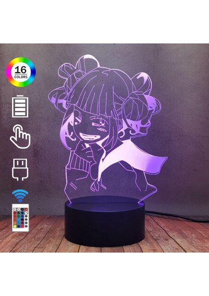 Himiko Toga 3D LED Lamba 16 Renk Kısılabilir Gece Li (Yurt Dışından) fırsatları