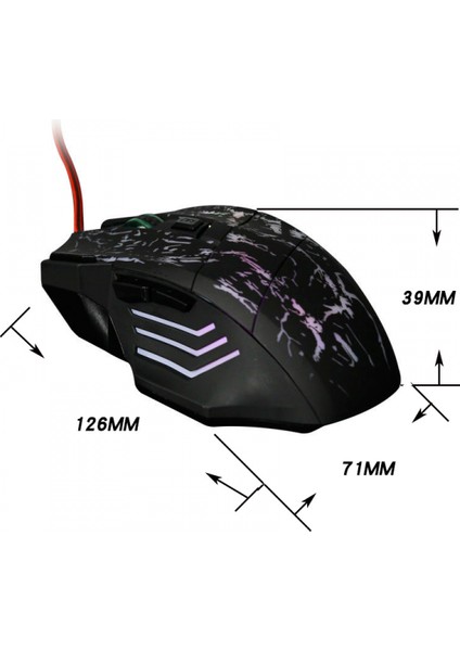 Dpı 7 Düğme LED Optik USB Kablolu Oyun Faresi Pro Gamer Için (Yurt Dışından)