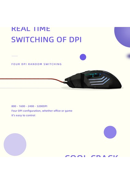 Dpı 7 Düğme LED Optik USB Kablolu Oyun Faresi Pro Gamer Için (Yurt Dışından)