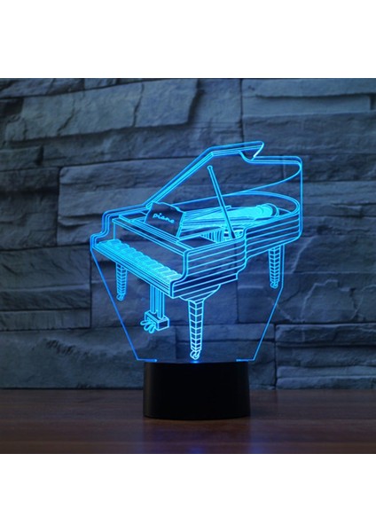 3D Piyano Gece Lambası USB Dokunmatik Anahtar Dekor Masası (Yurt Dışından)
