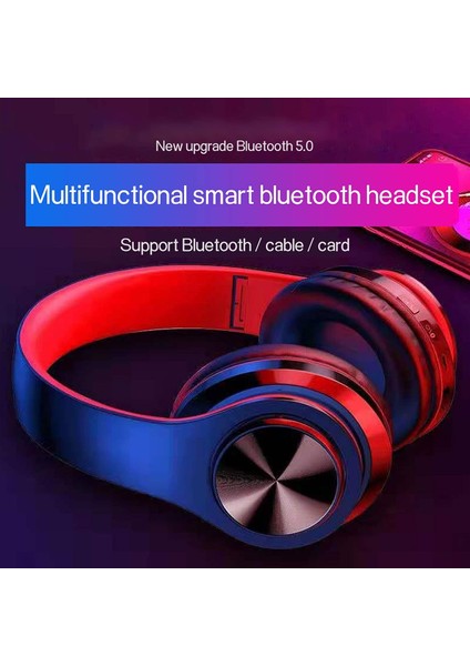 B39 Kulak Üstü Bluetooth Kulaklık Stereo Subwoofer Kulaklık Mikrofonlu Gürültü Engelleme Arkadaşa Hediye (Mavi)