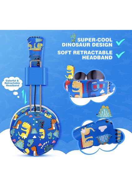 Okul Için Erkek Çocuklar Için Dinozor Kulaklıklar, Mikrofon ve 3,5 mm Jaklı Bluetooth Çocuk Kulaklıkları, Tablet/pc Için Ayarlanabilir Kafa Bantlı Gençler Için Kablosuz Kulaklıklar (Yurt Dışından) fiyatları