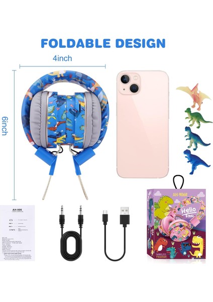 Okul Için Erkek Çocuklar Için Dinozor Kulaklıklar, Mikrofon ve 3,5 mm Jaklı Bluetooth Çocuk Kulaklıkları, Tablet/pc Için Ayarlanabilir Kafa Bantlı Gençler Için Kablosuz Kulaklıklar (Yurt Dışından) indirimleri