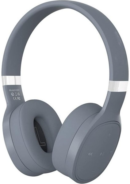 Gerilebilir VJ087 Kablosuz Bluetooth 5.0 Kulaklık Kulak Üstü Oyun Kulaklığı Gürültü Önleyici Kulaklık Derin Baslı Premium Ses Dahili Mikrofon Spor Kulaklık Gri (Yurt Dışından)