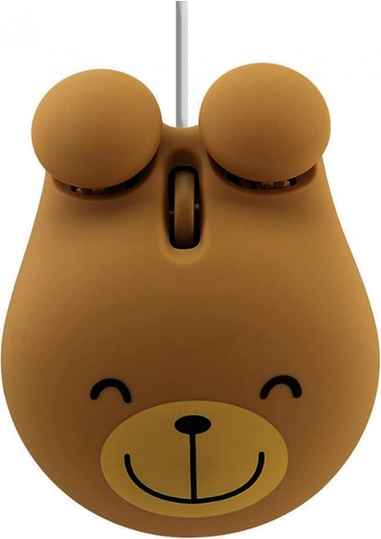 Sevimli Hayvan Ayı Şekli USB Kablolu Kablolu Fare Optik Fare Dizüstü Dizüstü 1600 Dpı 3 Düğme ile 3.2ft Kordon Kahverengi Küçük Ayı (Yurt Dışından)