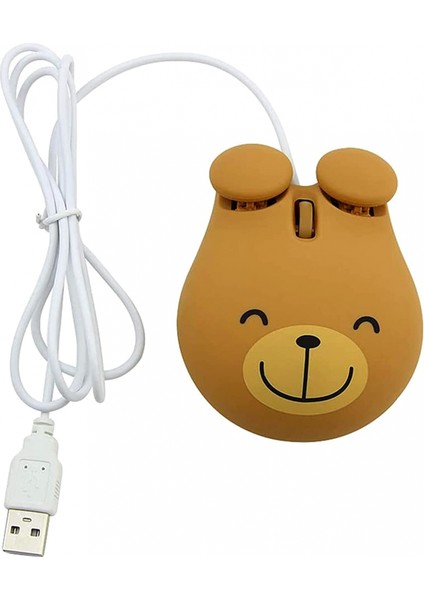 Sevimli Hayvan Ayı Şekli USB Kablolu Kablolu Fare Optik Fare Dizüstü Dizüstü 1600 Dpı 3 Düğme ile 3.2ft Kordon Kahverengi Küçük Ayı (Yurt Dışından) modelleri