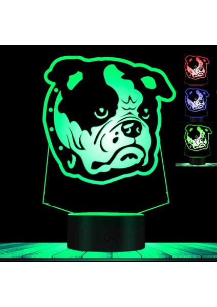 3D Fransız Bulldog Köpek Gece Lambası LED Dokunmatik Anahtarı (Yurt Dışından)