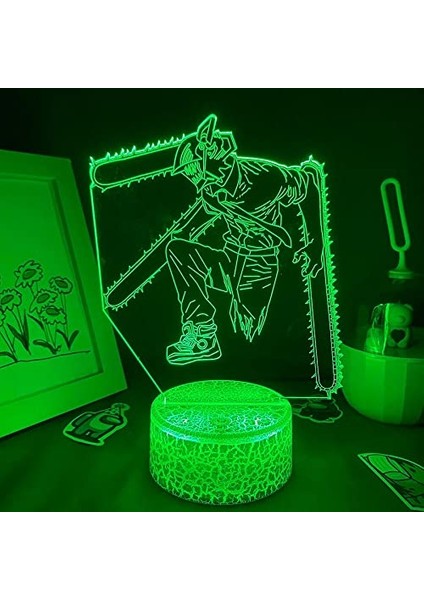 Testere Adam 3D LED Anime Figürü Lav Lambası Neon Ni (Yurt Dışından)