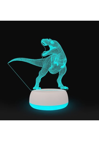 Tyrannosaurus Rex Dinozor Sanat Lambası, 7 Renk 3D Brontosaurus (Yurt Dışından)