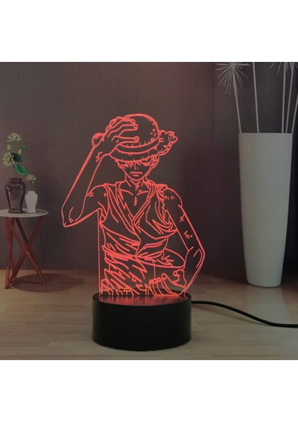 Luffy 3D Gece Lambası, Luffy Anime LED Nig (Yurt Dışından)