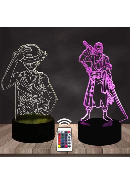 Anime Maymun D. Luffy Roronoa Zoro 3D LED Il (Yurt Dışından)