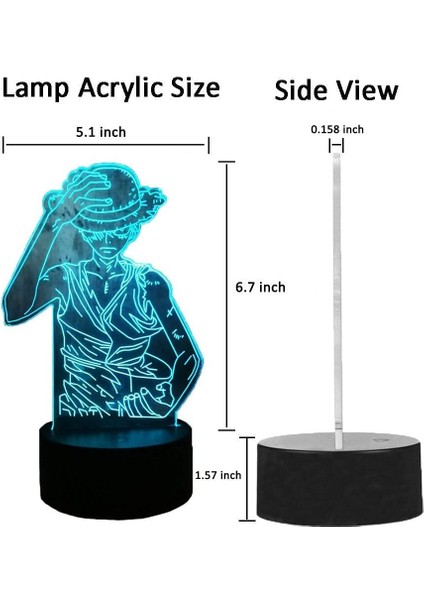Anime Maymun D. Luffy Roronoa Zoro 3D LED Il (Yurt Dışından)