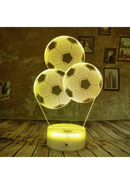 3D Futbol Futbol Gece Lambası LED Dokunmatik Anahtarı Aralık (Yurt Dışından)