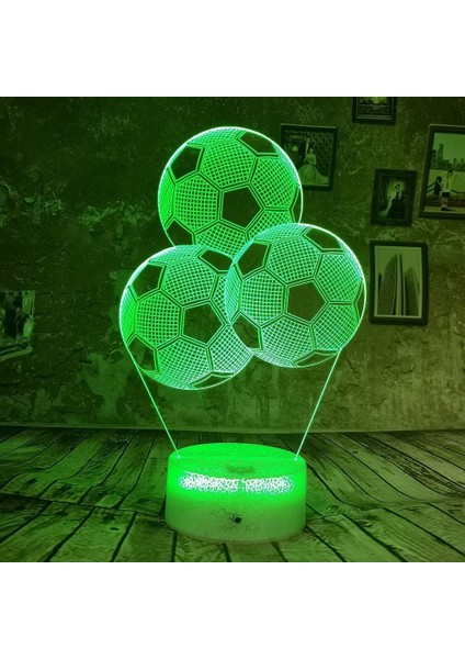 3D Futbol Futbol Gece Lambası LED Dokunmatik Anahtarı Aralık (Yurt Dışından)