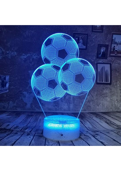 3D Futbol Futbol Gece Lambası LED Dokunmatik Anahtarı Aralık (Yurt Dışından)