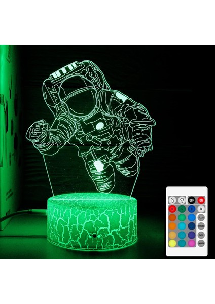 3D Gece Işığı Lambası, Astronot Illüzyonu Gece Uçuşu (Yurt Dışından)