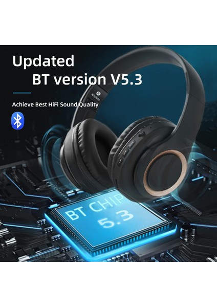 Mikrofonlu Kulak Üstü Bluetooth Kulaklık, Bt Kulaklık, Katlanabilir Kablosuz ve Kablolu Stereo Kulaklık Mikro Sd/tf, Fm, Yumuşak Kulaklıklar ve Uzun Süreli Kullanım Için Hafif (Siyah) (Yurt Dışından)