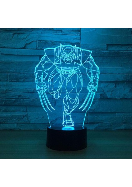 Wolverine 3D LED Lamba 7 Renk Çocuklar Için Gece Lambası (Yurt Dışından)