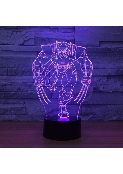 Wolverine 3D LED Lamba 7 Renk Çocuklar Için Gece Lambası (Yurt Dışından)