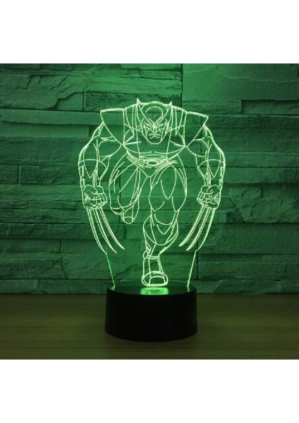 Wolverine 3D LED Lamba 7 Renk Çocuklar Için Gece Lambası (Yurt Dışından)