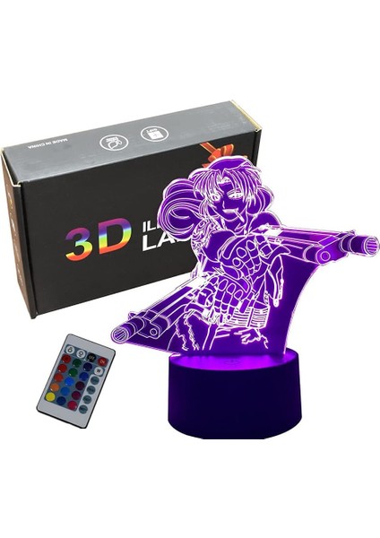 Siyah Lagoon Revy 3D LED Lamba Anime Gece Lambası Bl (Yurt Dışından)