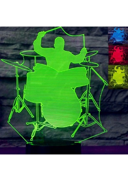 3D Davul Gitar Gece Işığı Lambası Yanılsama (Yurt Dışından)
