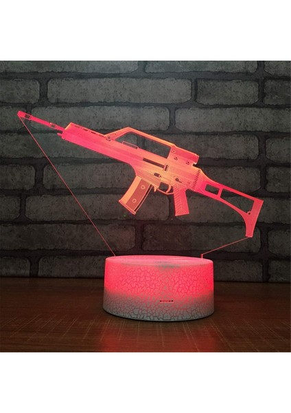 3D Gun Gece Lambası USB Dokunmatik Anahtar Dekor Masa De (Yurt Dışından)