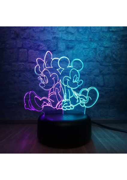 Karikatür Fare Fare Mikey$minnie 3D LED Karışık Çift (Yurt Dışından)