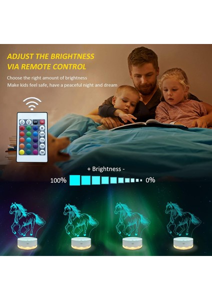 3D Gece Lambası, Uzaktan Kumandalı + Tou ile 3D Illüzyon Lambası (Yurt Dışından)