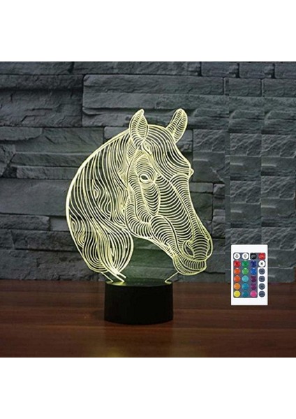 3D Hayvan At Gece Lambası Uzaktan Kumanda Dokunmatik S (Yurt Dışından)