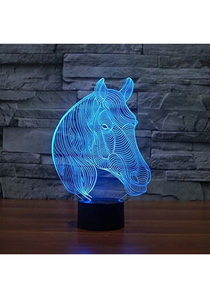 3D Hayvan At Gece Lambası Uzaktan Kumanda Dokunmatik S (Yurt Dışından)
